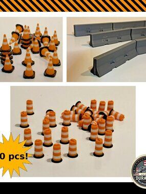 S Scale 1:64 Roadwork Lot 90pc Jersey Barriers Cones Barrels Diorama